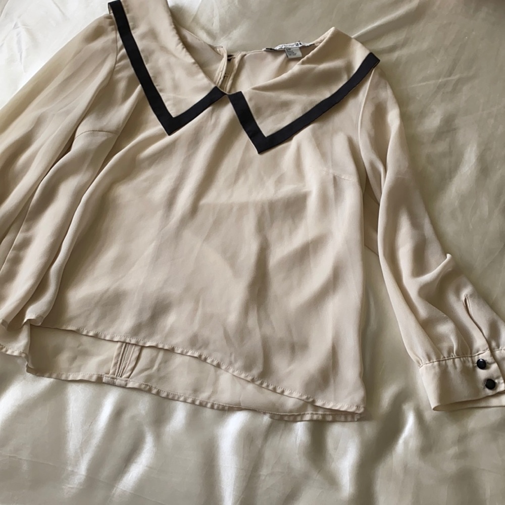 Forever21, beige and black, top, S
